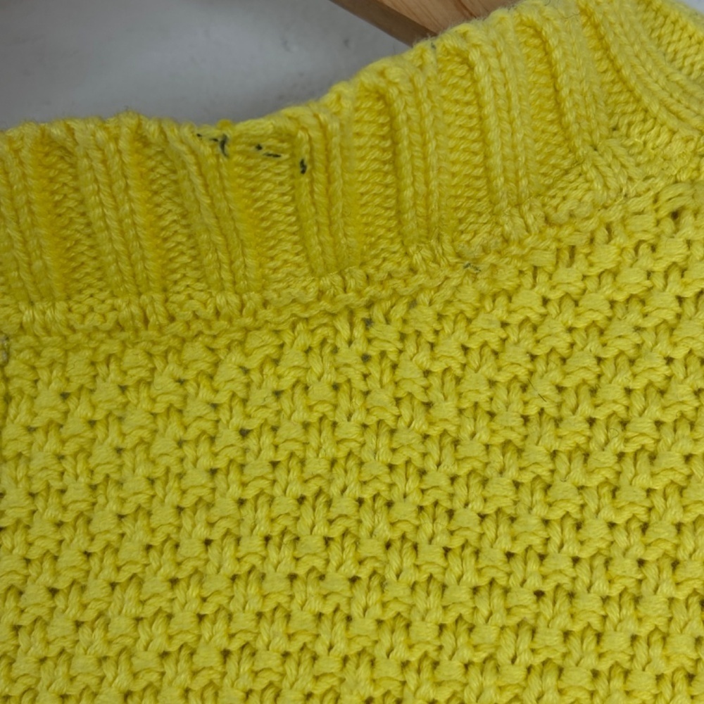 VTG LL Bean Yellow Cardigan Sweater L Crochet Cotton Old Money Preppy Easter Y2K - Picture 6 of 11